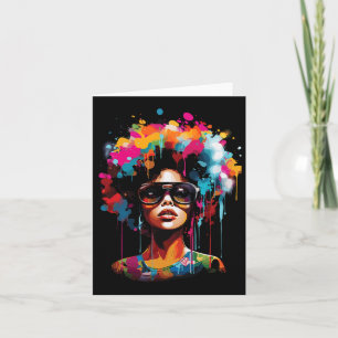 Womens Black Queen Dripping Afro Melanin Juneteent Card