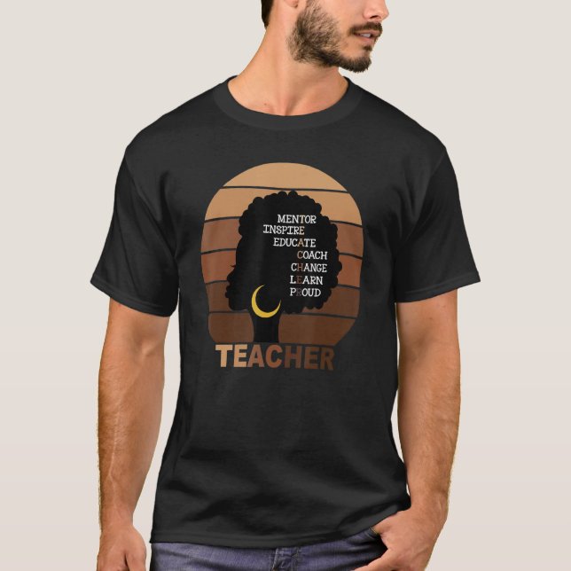 Womens Black Smart Teacher Afro Love African Ameri T-Shirt (Front)