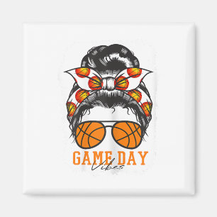 Womens Bleached Basketball Game Day Vibes Mom Mess Magnet