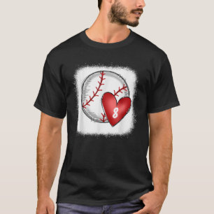 Womens Bleached Custom Baseball Mom Number 8 Heart T-Shirt