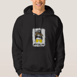 Womens Bleached Softball Mom Life Leopard Messy Bu Hoodie