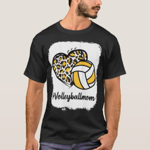 Womens Bleached Volleyball Mom Yellow Leopard Prin T-Shirt