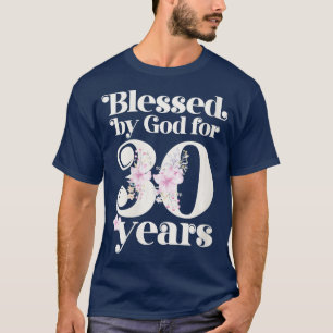 Womens Blessed by God for 30 Years VNeck T-Shirt