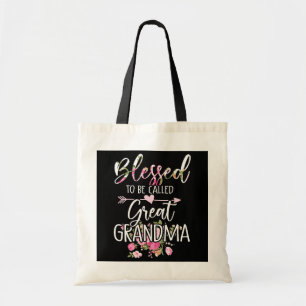 Womens Blessed Great Grandma Floral Mother's Day Tote Bag