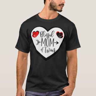 Womens Blessed Mom Of Twins Gift  T-Shirt