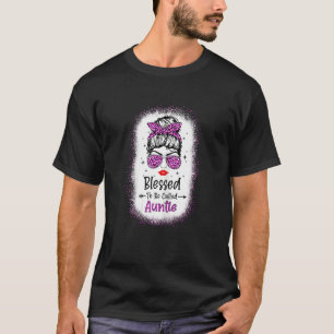 Womens Blessed To Be Called Auntie Leopard Messy B T-Shirt