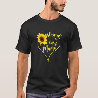 Womens Blessed To Be Called Mama Sunflower Mama Mo T-Shirt