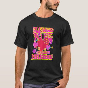 Womens Blessed To Be Called Mamaw Heart Groovy Flo T-Shirt