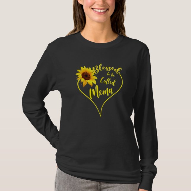 Womens Blessed To Be Called Mema Sunflower Mema Mo T-Shirt (Front)