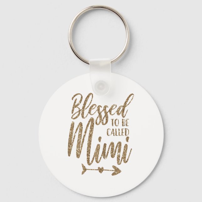 Womens Blessed To Be Called Mimi Grandma Mors Day Keychain (Front)