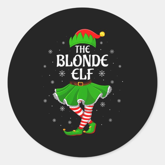 Womens Blonde Elf Christmas Family Girls Women Elf Classic Round Sticker (Front)