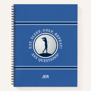 Women's Blue Golf Log Game Day Progress For Her Notebook