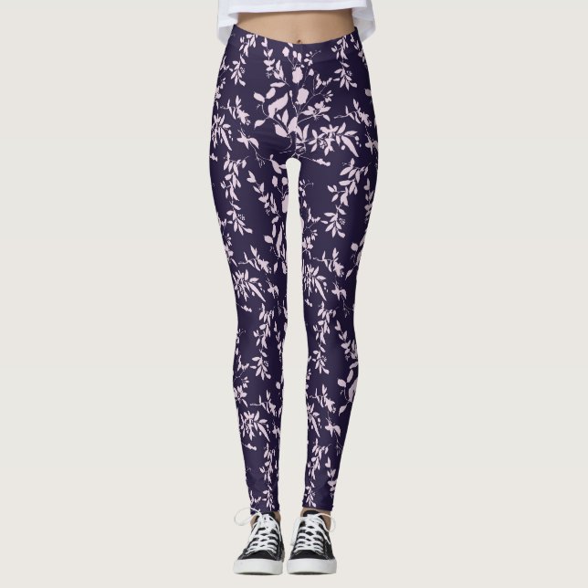 Women's Blue/Pink Floral Leggings (Front)