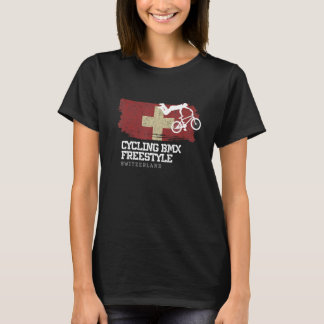 Womens BMX Freestyle Bike Switzerland Flag Cycling T-Shirt