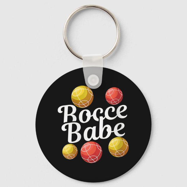 Womens Bocce Ball Gift - Fun Yard Game - Bocce Bab Keychain (Front)