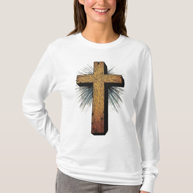 Women's Bold Christian Cross Long Sleeve Tee (Front)