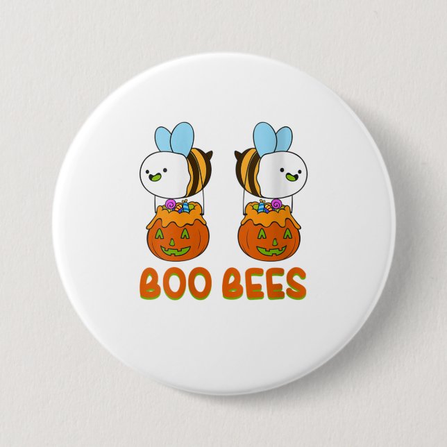 Womens Boo bees Trick Or Treat Cute Honey Co 3 Inch Round Button (Front)