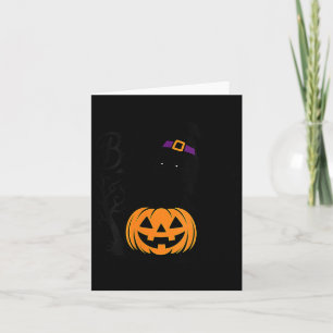Womens Boo Halloween Black Poodle Witch Hat Spooky Card