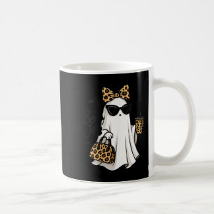 Womens Boo Jee Ghost With Coffee Coquette Bow Hall Coffee Mug