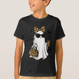 Womens Boo Jee Ghost With Coffee Coquette Bow Hall T-Shirt