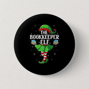 Womens Bookkeeper Elf Christmas Girls Women Elf Sq 2 Inch Round Button
