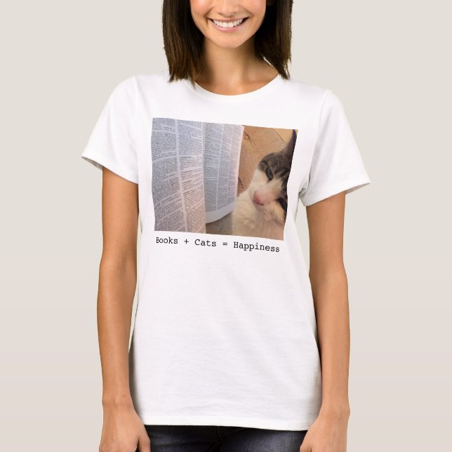 Women's Books + Cats = Happiness Tee (Front)
