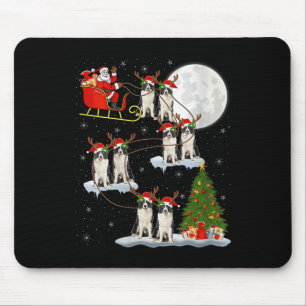 Womens Border Collie Dog Santa Sleigh Flying Funny Mouse Pad