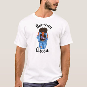 Womens Boricua Queen Puerto Rican Women Afro Latin T-Shirt