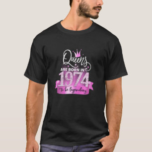 Womens Born In 1974 I Elegant Pink Black Party Out T-Shirt