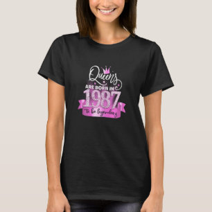 Womens Born In 1987 I Elegant Pink Black Party Out T-Shirt