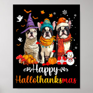 Womens boston terrier dog christmas halloween poster
