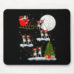 Womens Boston Terrier Dog Santa Sleigh Flying Funn Mouse Pad