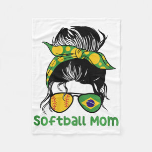 Womens Brazil Softll Mom Messy Bun Mothers Day  Fleece Blanket