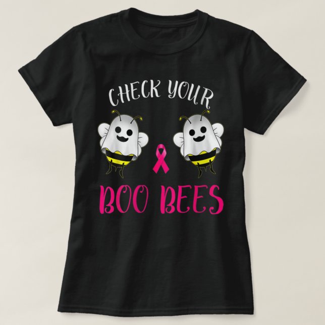 Womens Breast Cancer Awareness Funny Check Your Bo T-Shirt (Design Front)