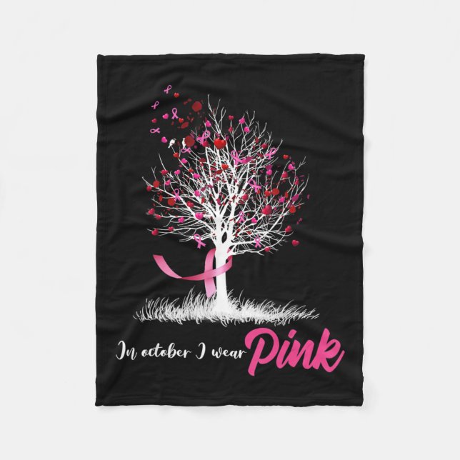 Womens Breast Cancer Awareness, In October We Wear Fleece Blanket (Front)