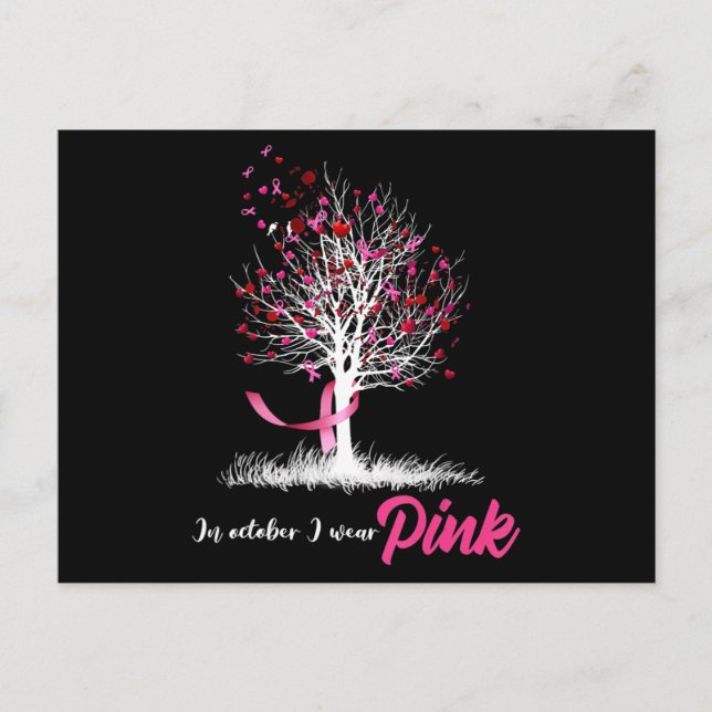 Womens Breast Cancer Awareness, In October We Wear Postcard (Front)