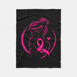 Women's breast cancer awareness woman pink ribbon fleece blanket