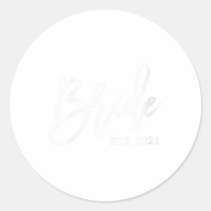 Womens Bride 2021 Bride Est 2021 Bride And Groom M Classic Round Sticker