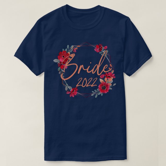 Womens Bride 2022 Flower Matching Couple Party Tee (Design Front)