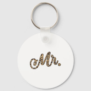 Womens Bride Groom Mr Leopard Print Wedding Matchi Keychain