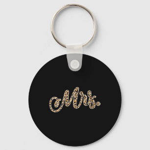 Womens Bride Groom Mrs Leopard Print Wedding Match Keychain