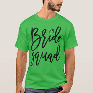 Womens Bride Squad With Ring Graphics Handwritten T-Shirt