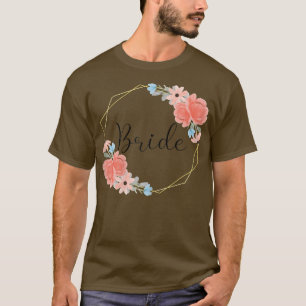Womens Bride Stag Night Flower Wreath Pink Blue Br T-Shirt