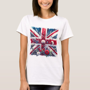 Women's British Flag and Carnations T-Shirt