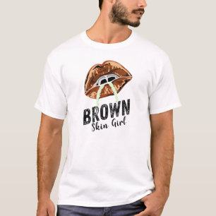 Womens Brown Skin Girl Black Queen Melanin Poppin T-Shirt