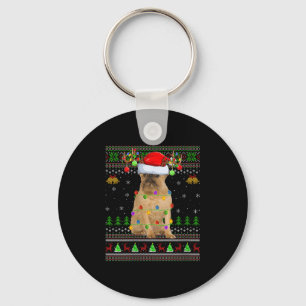 Womens Brussels Griffon Dog Ugly Christmas Sweater Keychain