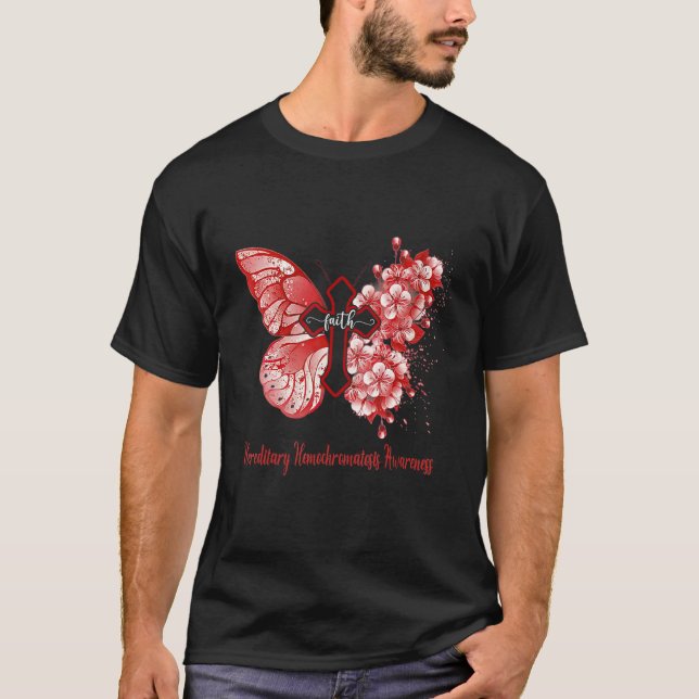 Womens Burgundy Butterfly Faith Hereditary Hemochr T-Shirt (Front)