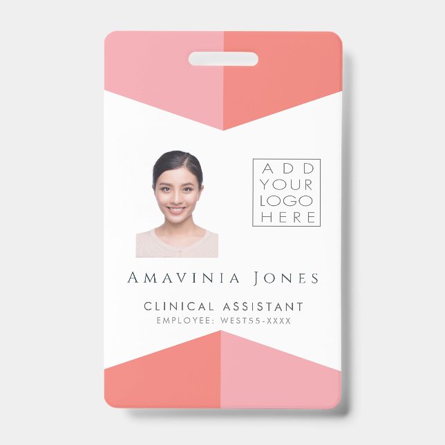 Womens Business Photo ID Identification Plastic Badge (Front)