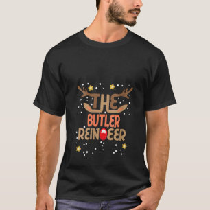 Womens Butler Reindeer Funny Christmas Butler V Ne T-Shirt