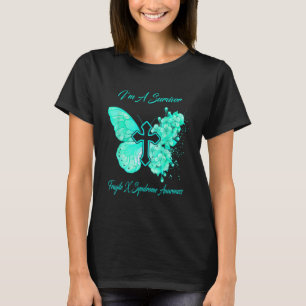 Womens Butterfly I'm A Warrior Fragile X Syndrome  T-Shirt